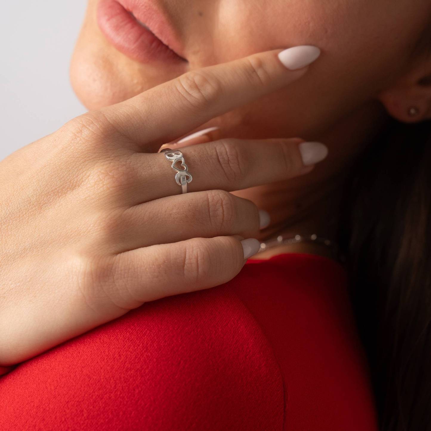 I Heart You Initial Ring in Sterling Silver