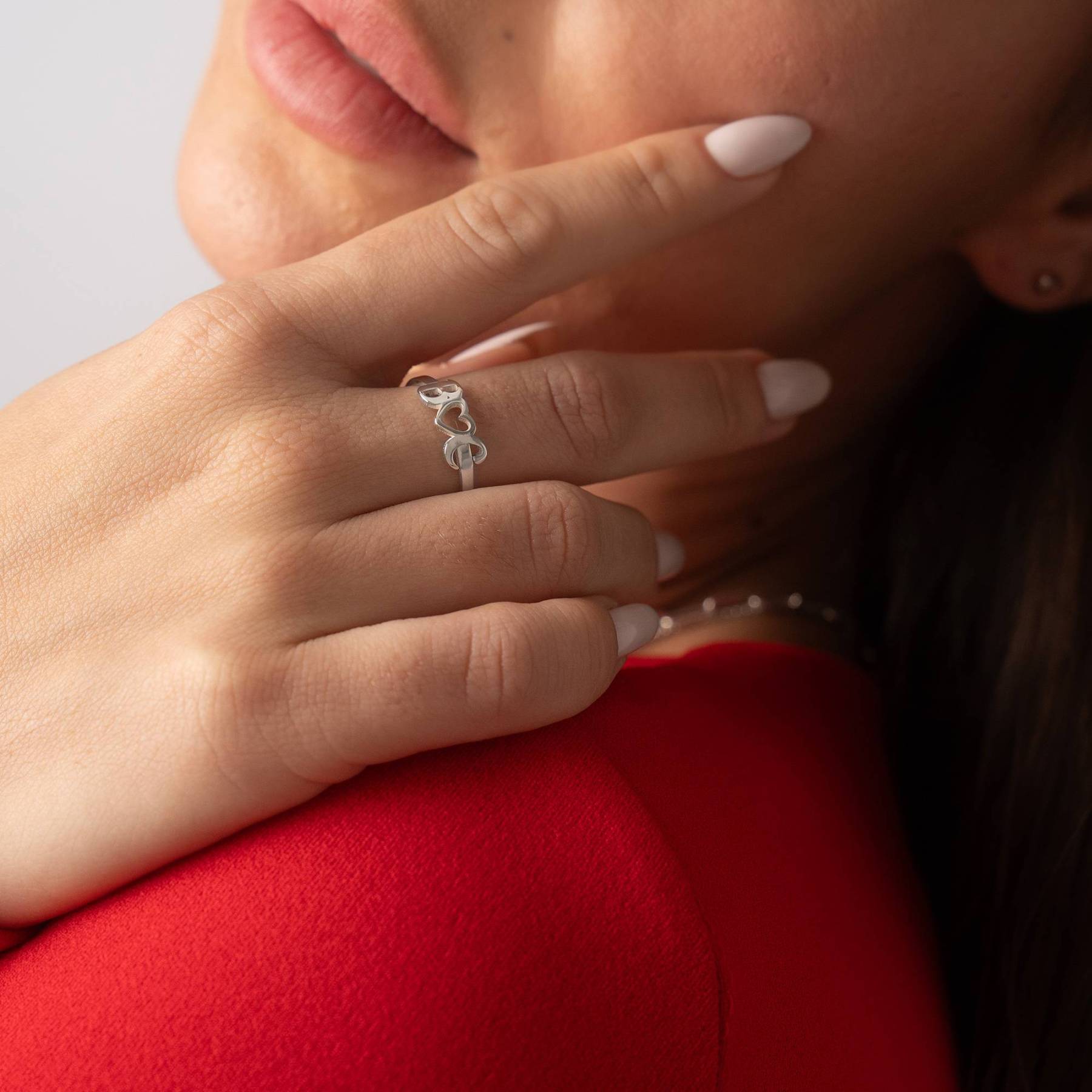 I Heart You Initial Ring in Sterling Silver