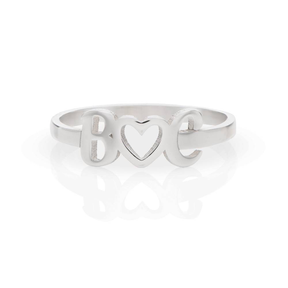 I Heart You Initial Ring in Sterling Silver