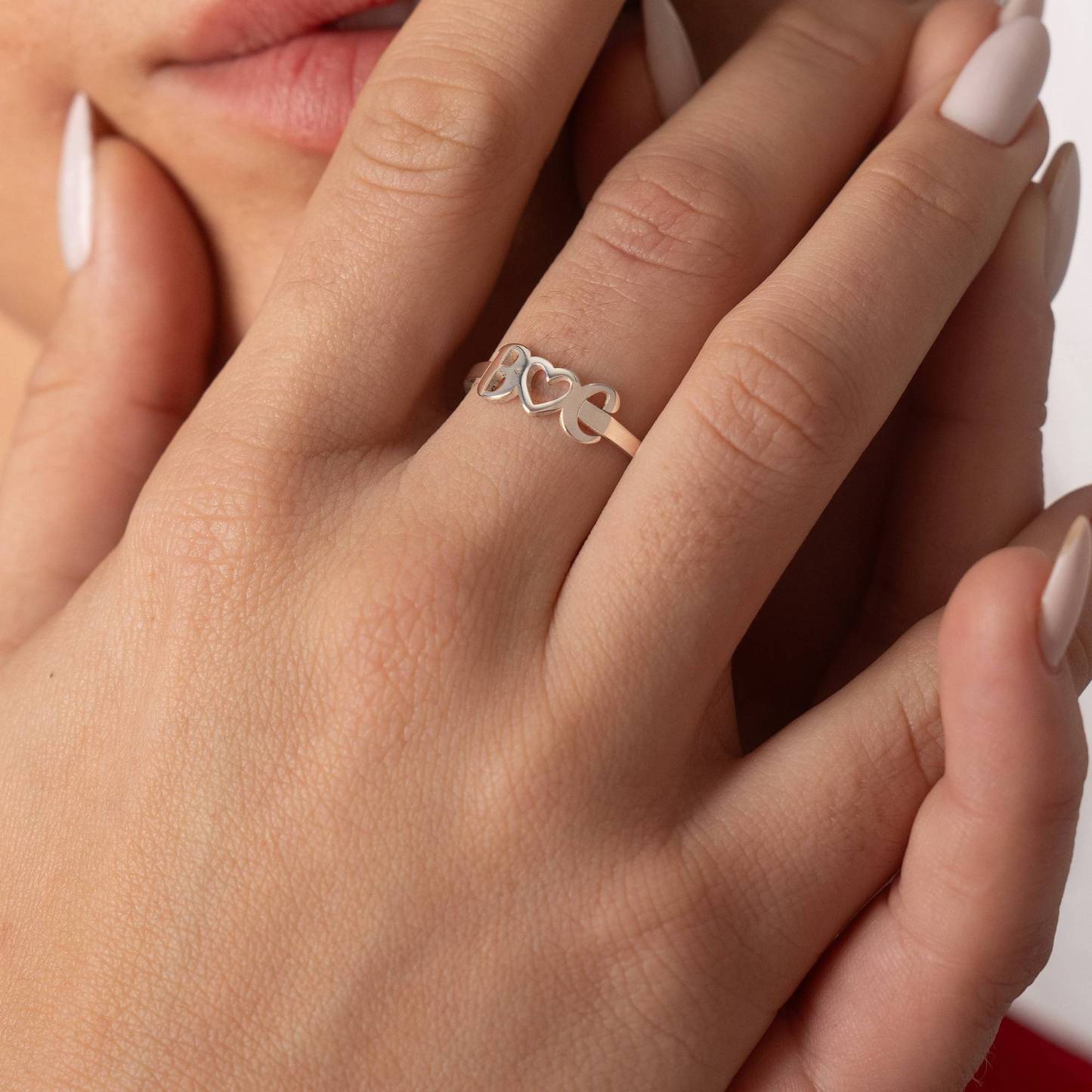 I Heart You Initial Ring in Sterling Silver