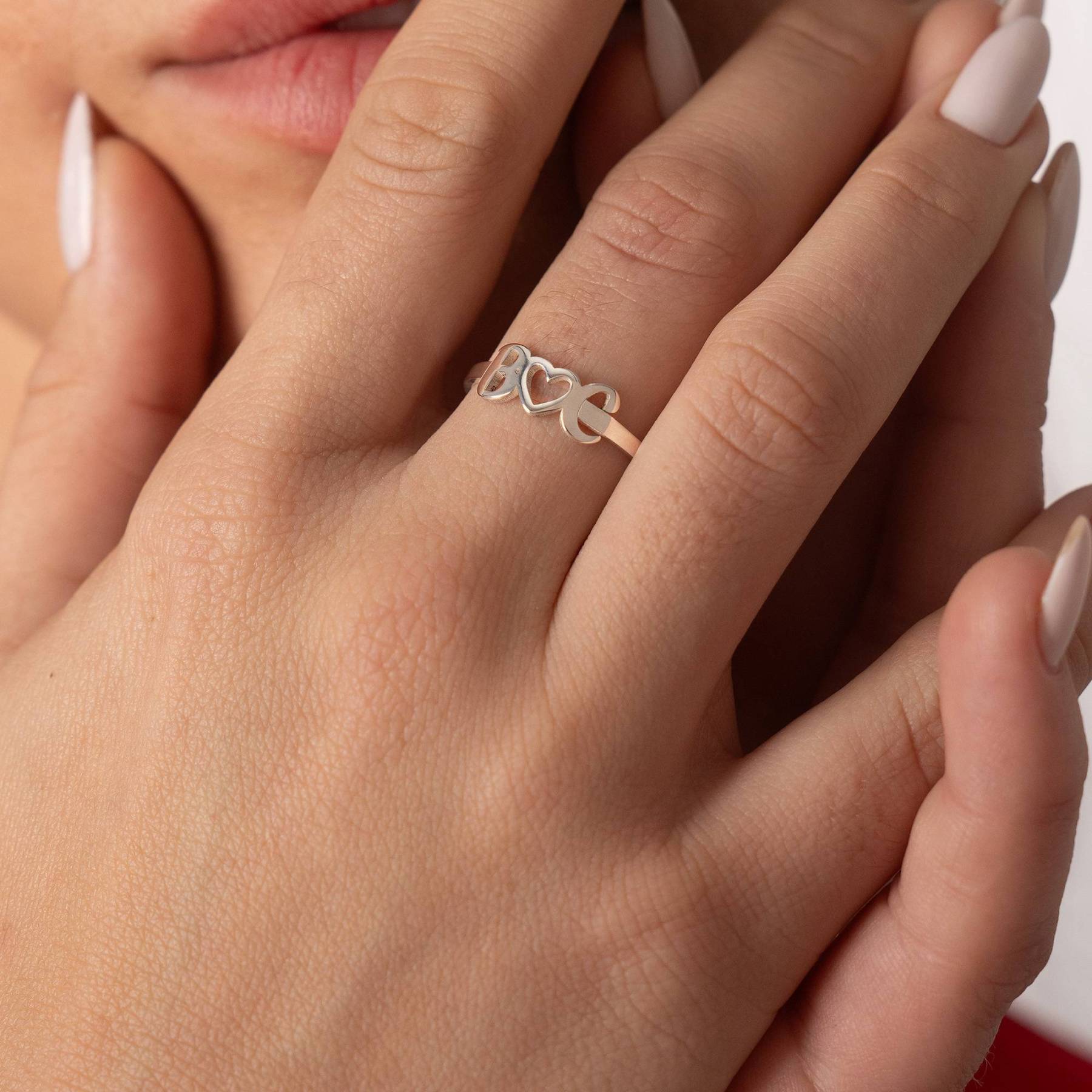 I Heart You Initial Ring in Sterling Silver