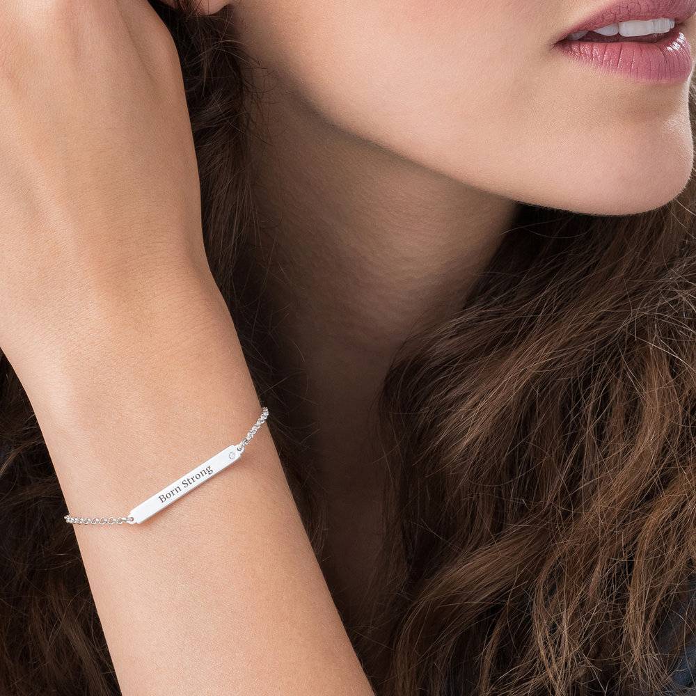 ID Name Bracelet with Diamond in Sterling Silver