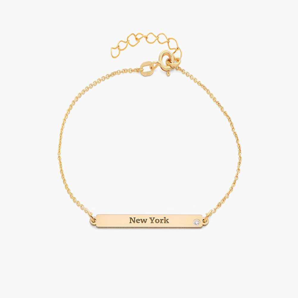 ID Name Bracelet with Diamond in Gold Vermeil