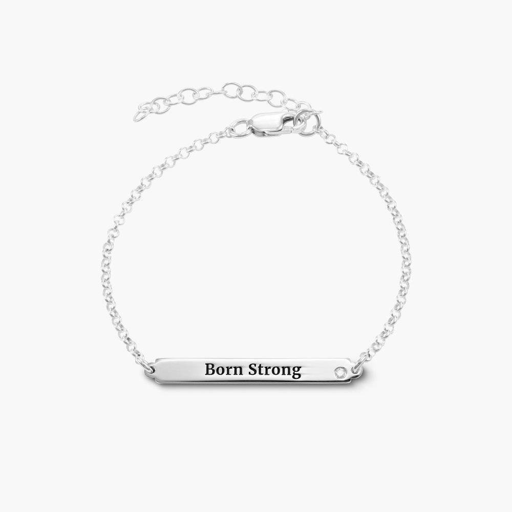 ID Name Bracelet with Diamond in Sterling Silver