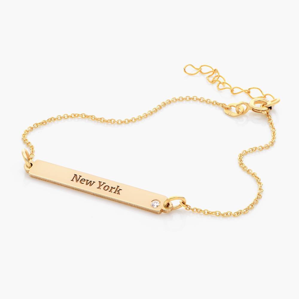 ID Name Bracelet with Diamond in Gold Vermeil
