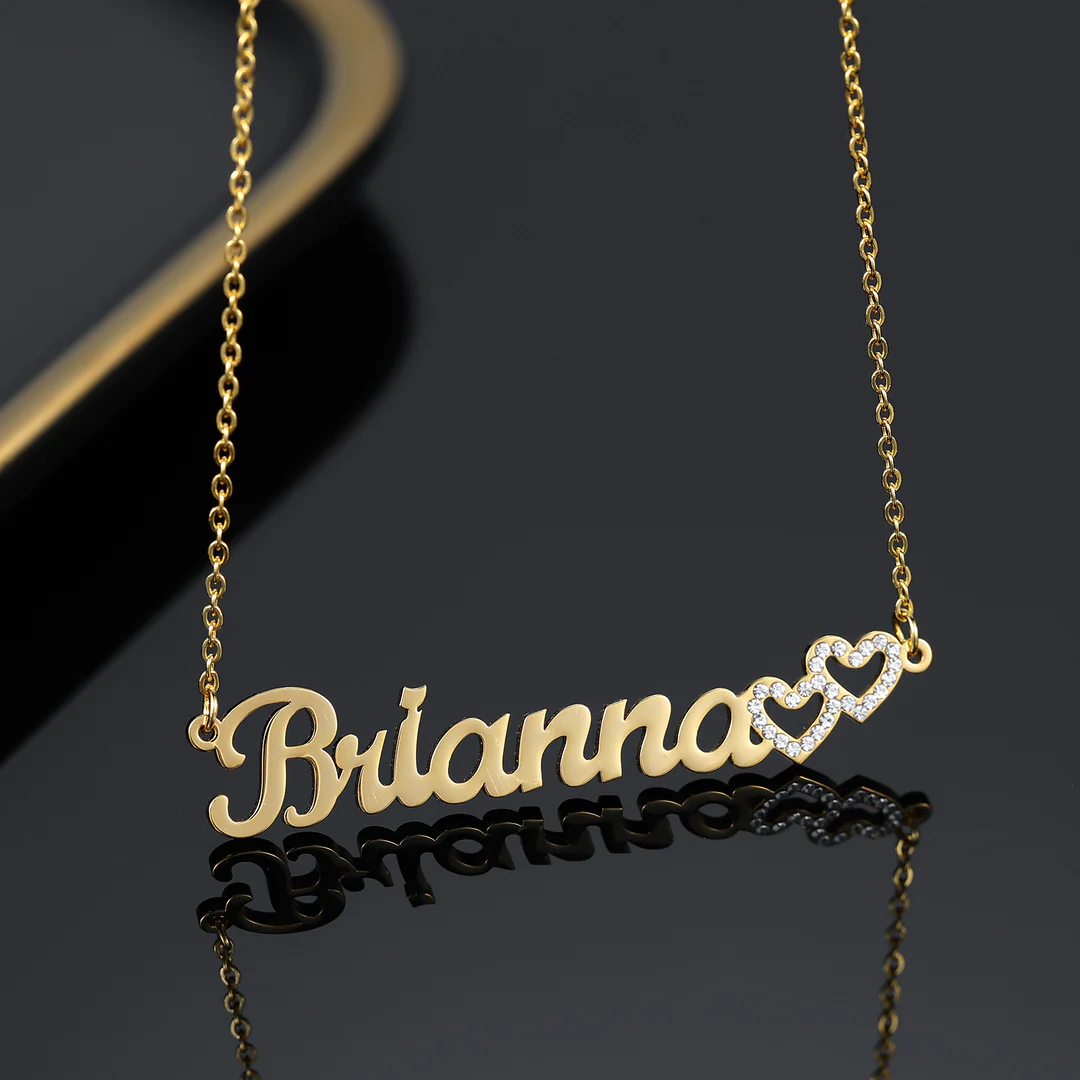 Iced Hearts Personalized Name Necklace In Gold Vermeil