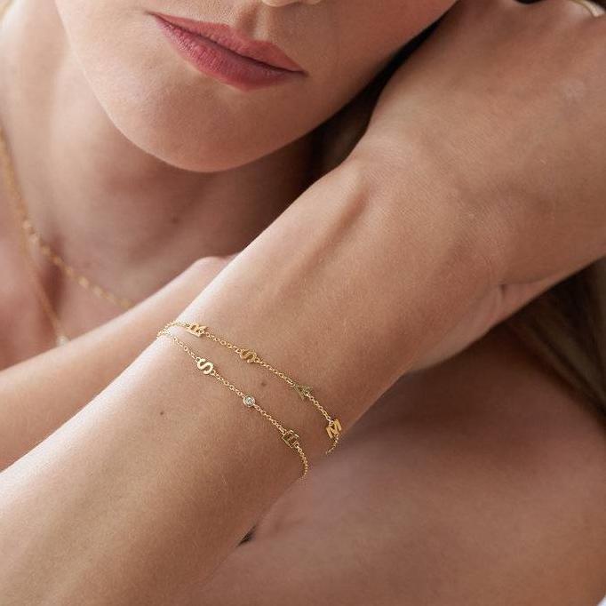 Mila Initial Bracelet/Anklet in Gold Vermeil
