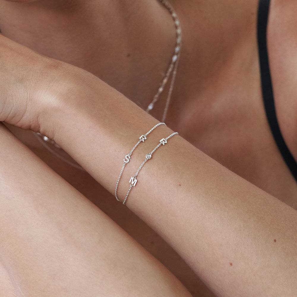 Mila Initial Bracelet/Anklet in Sterling Silver