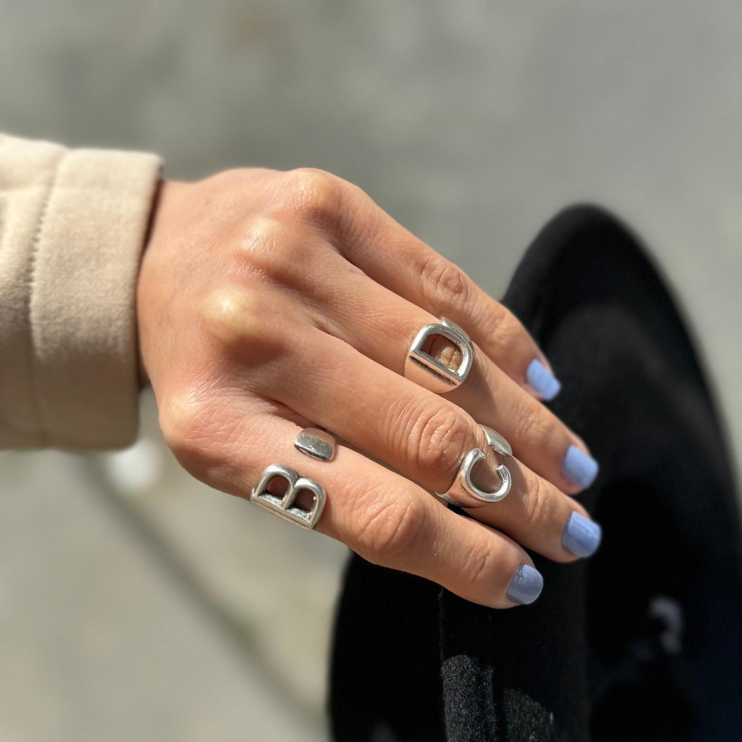 Chunky Initial Ring in Sterling Silver