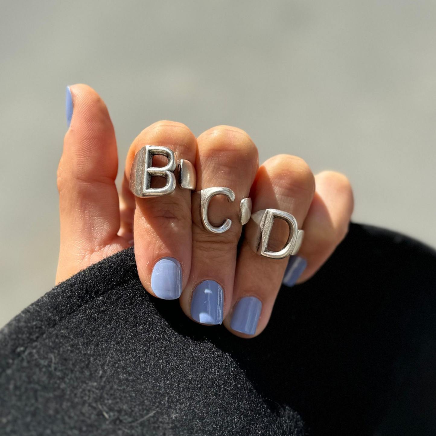 Chunky Initial Ring in Sterling Silver