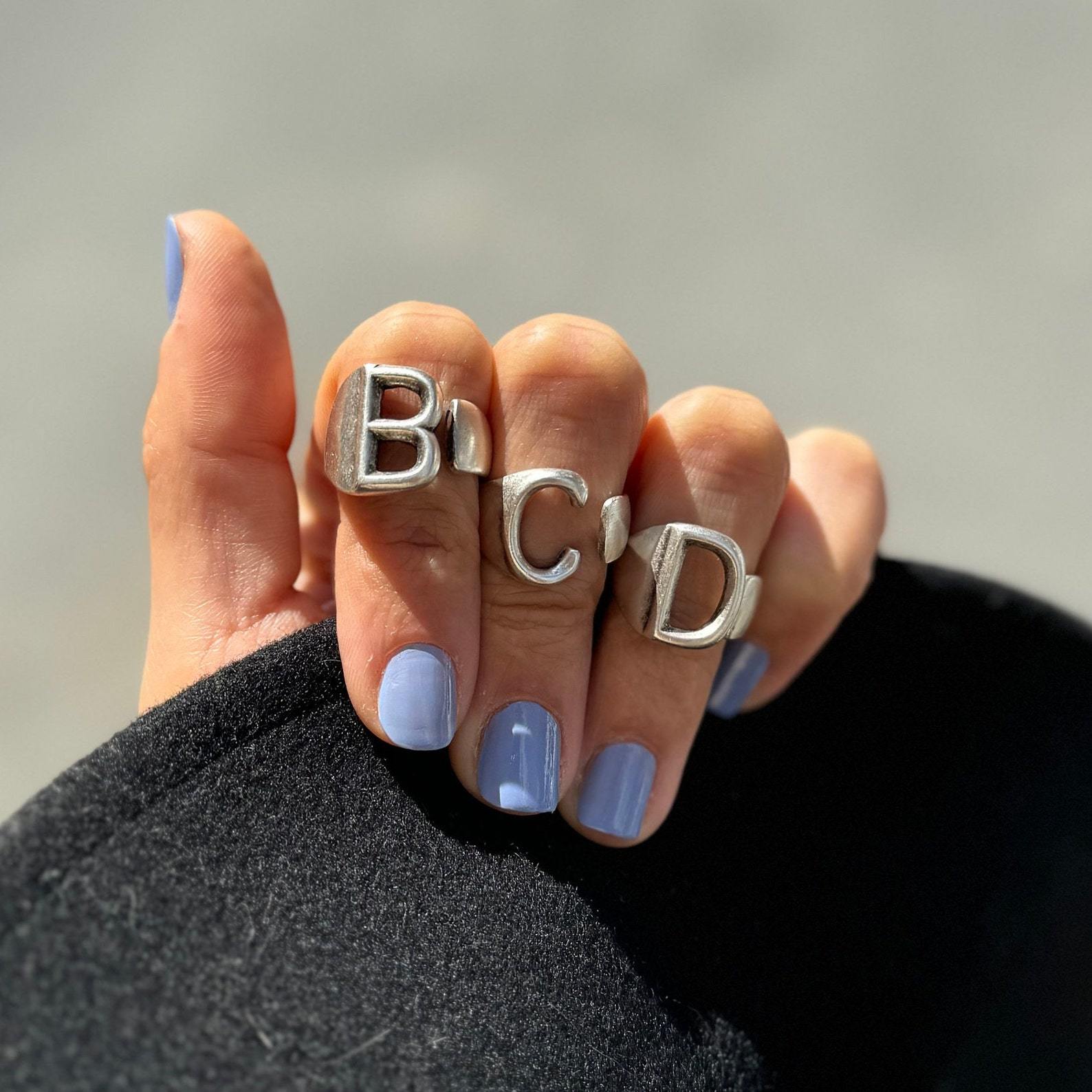 Chunky Initial Ring in Sterling Silver