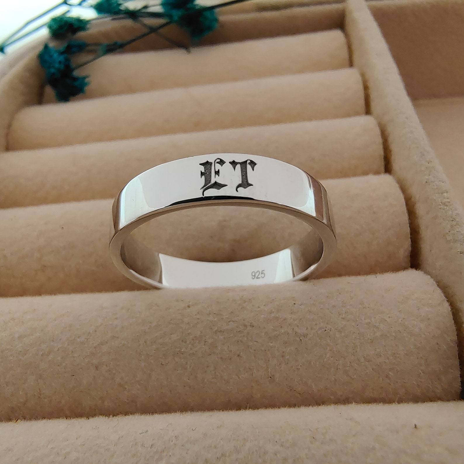 Initial Band Ring in Sterling Silver