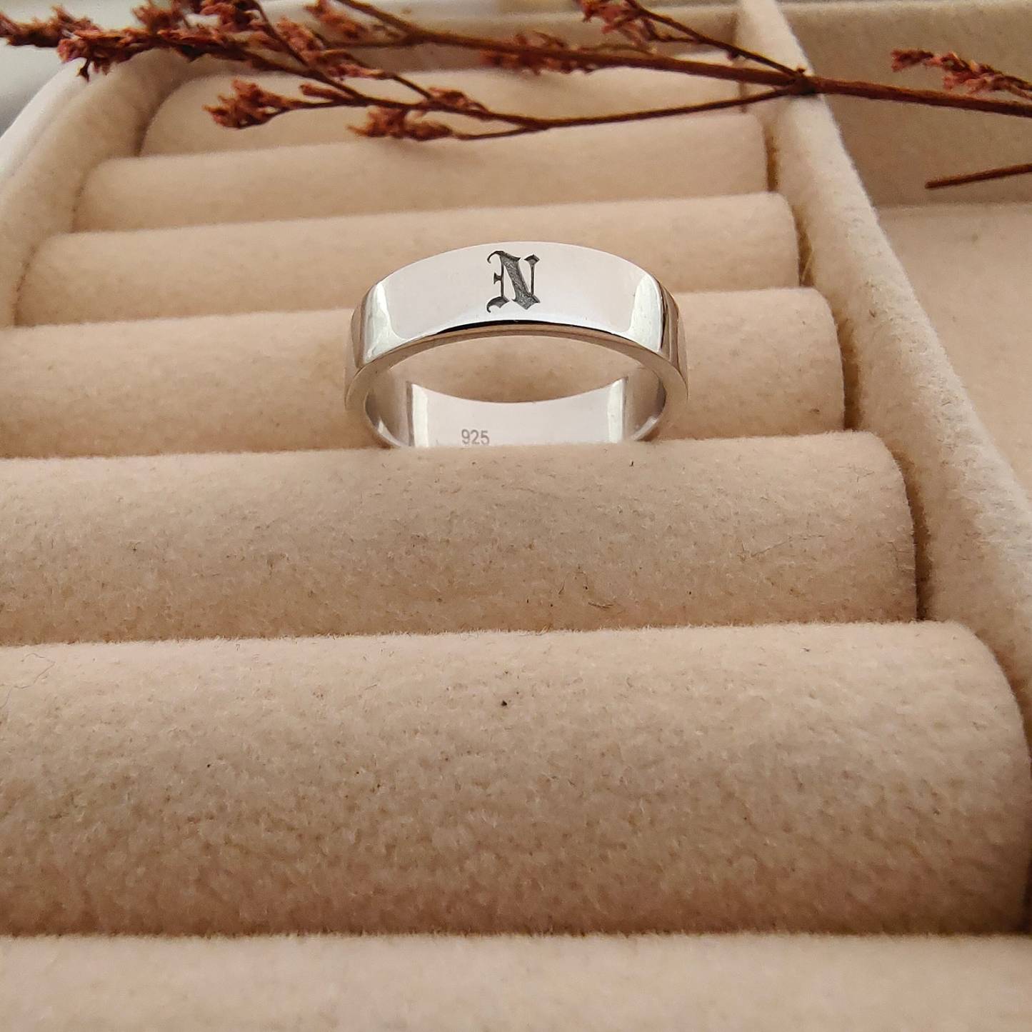 Initial Band Ring in Sterling Silver