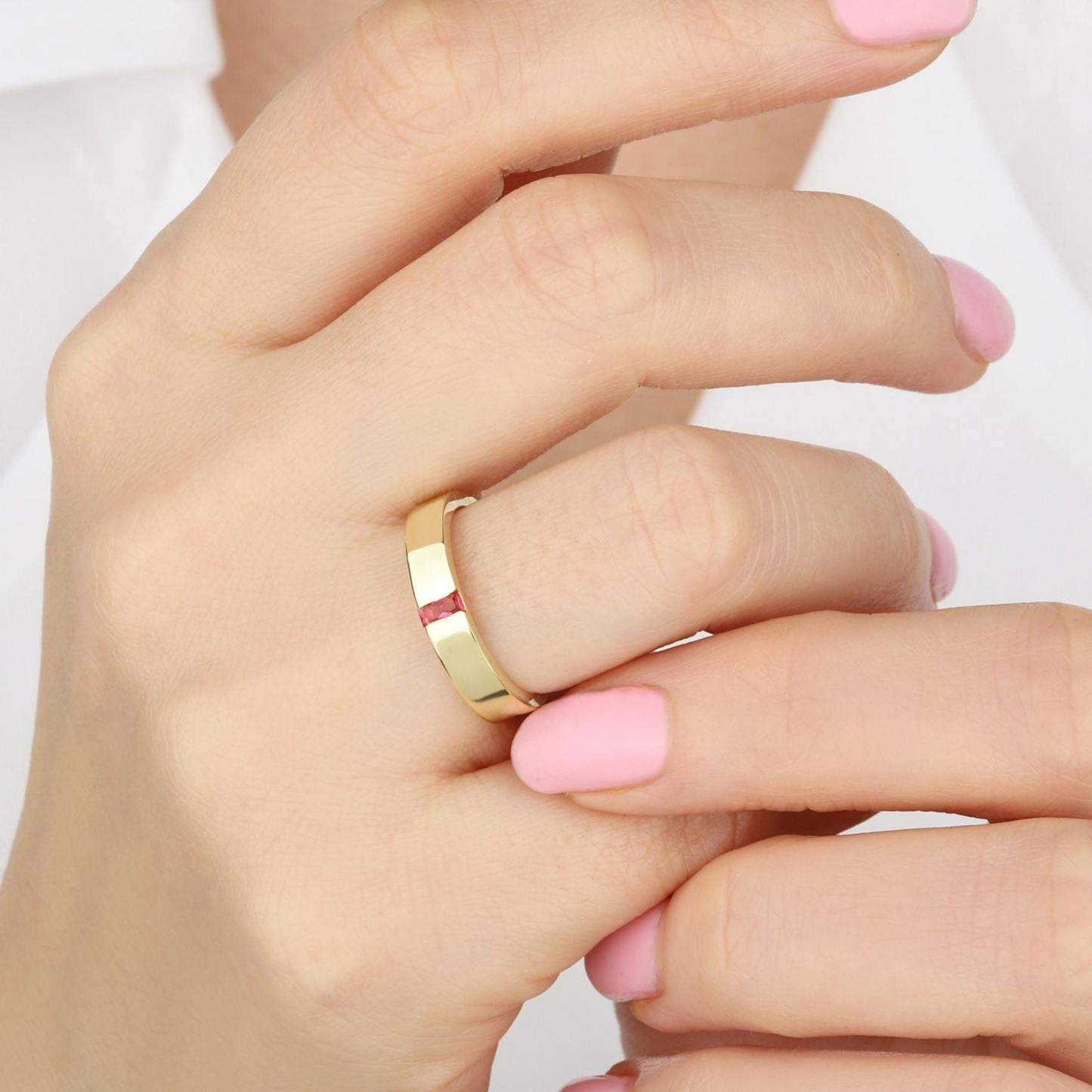 Unique Baguette Birthstone Bands Ring in Sterling Silver