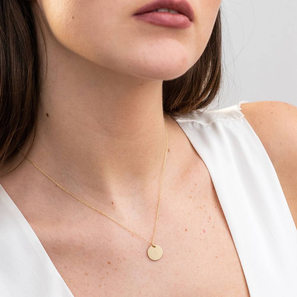 Initial Disc Necklace in 14K Gold