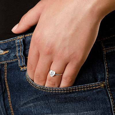 Initial Heart Ring in Sterling Silver