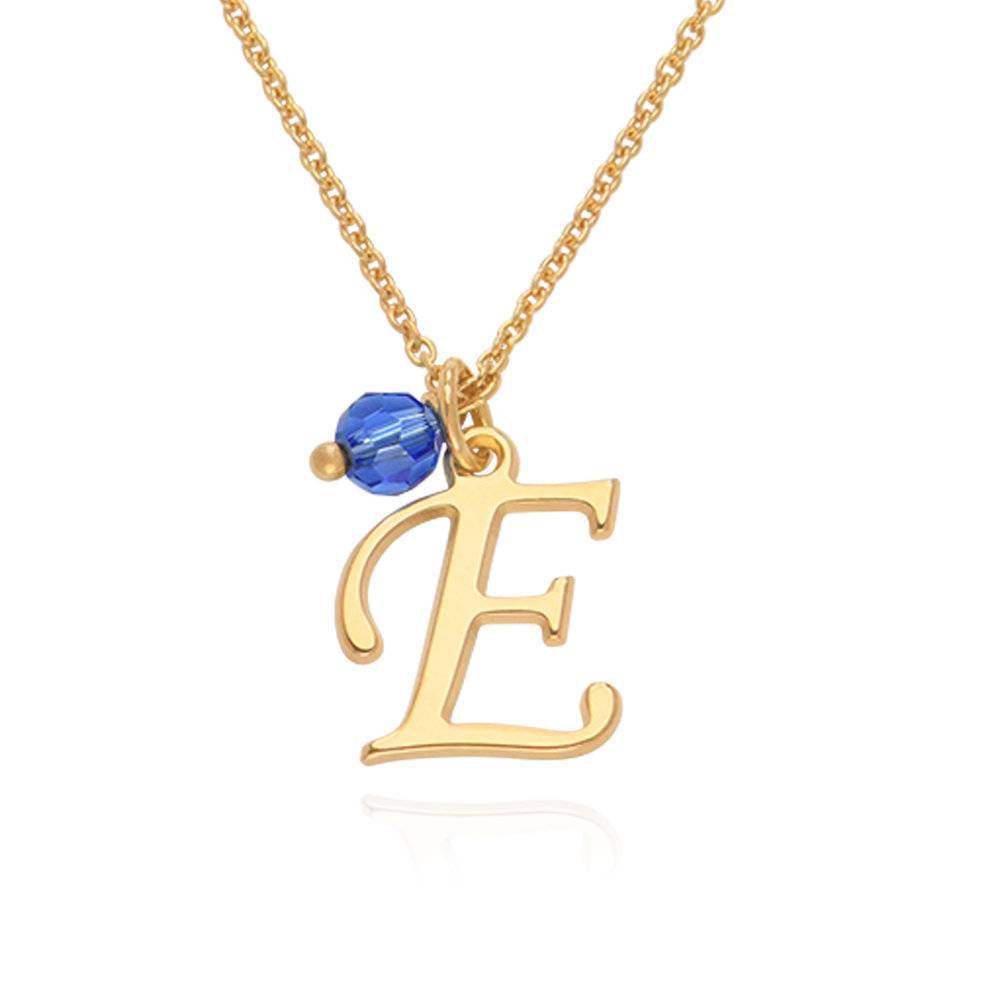 Initial Necklace with Birthstone in Gold Plating