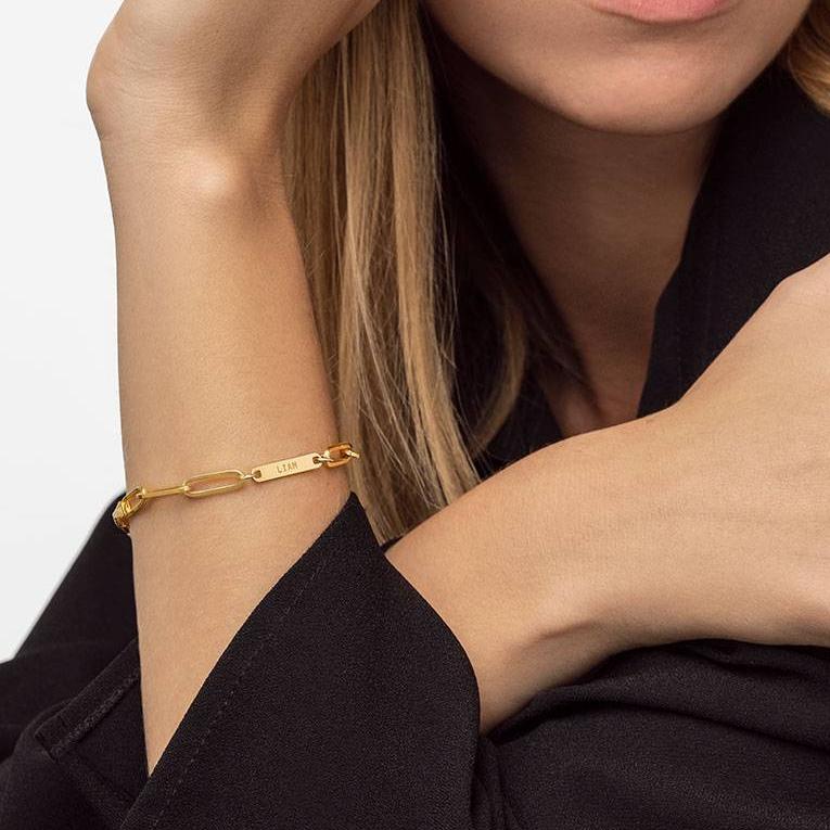 Aria Name Rope Chain Bracelet in Gold Vermeil