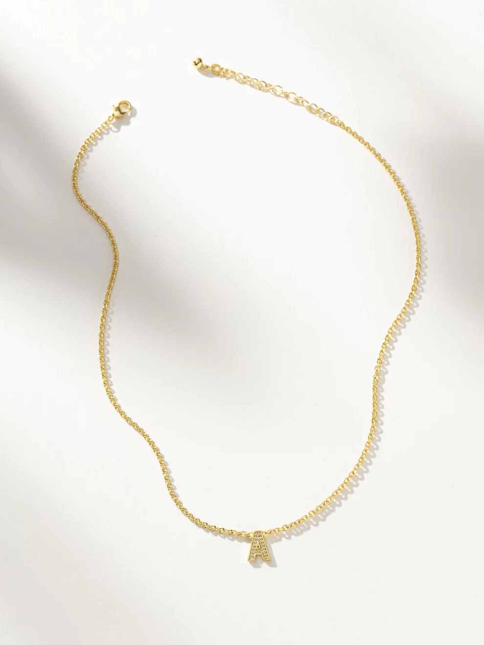 Tiny Micro Pave CZ Personalized Initial Necklace In Gold Vermeil