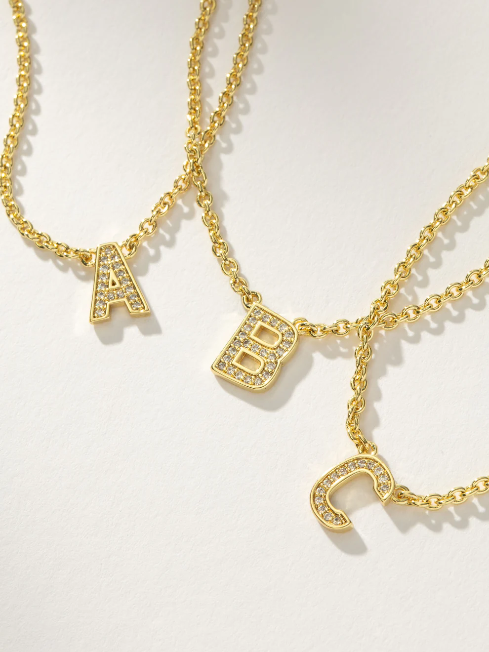 Tiny Micro Pave CZ Personalized Initial Necklace In 14K Solid Gold