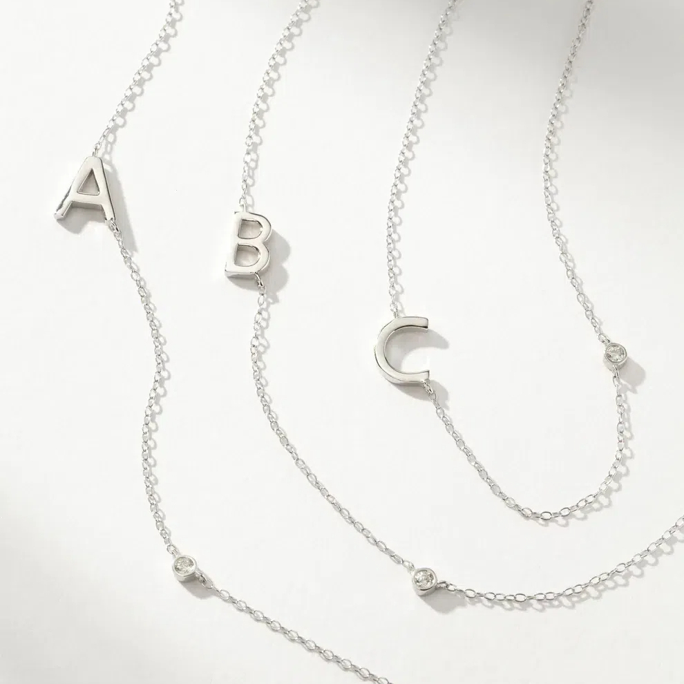 Personalized Initial Touch Necklace In Sterling Silver