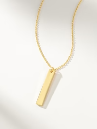 Personalized Name Vertical Bar Necklace In 14K Solid Gold