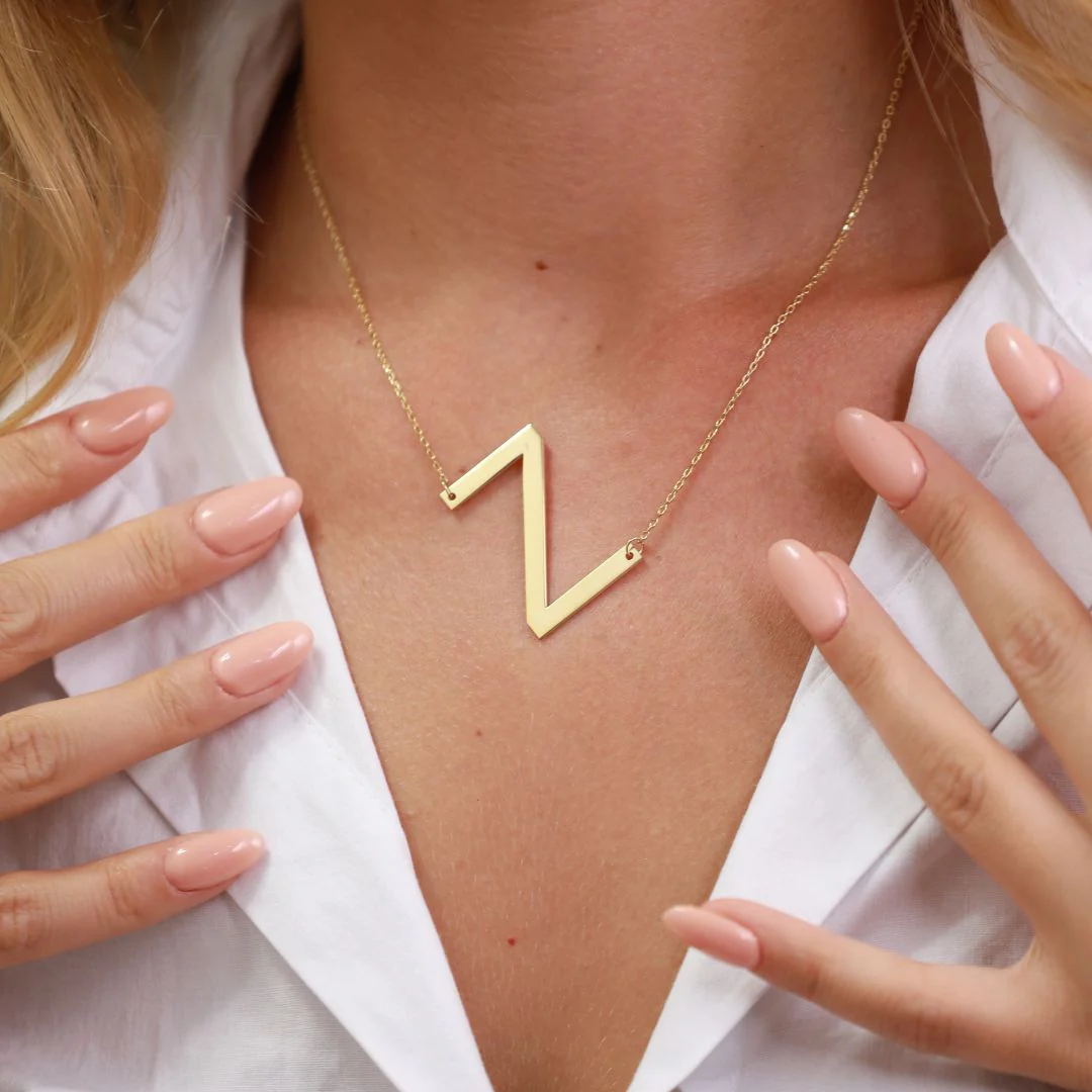 Large Initial Necklace in Sterling Silver