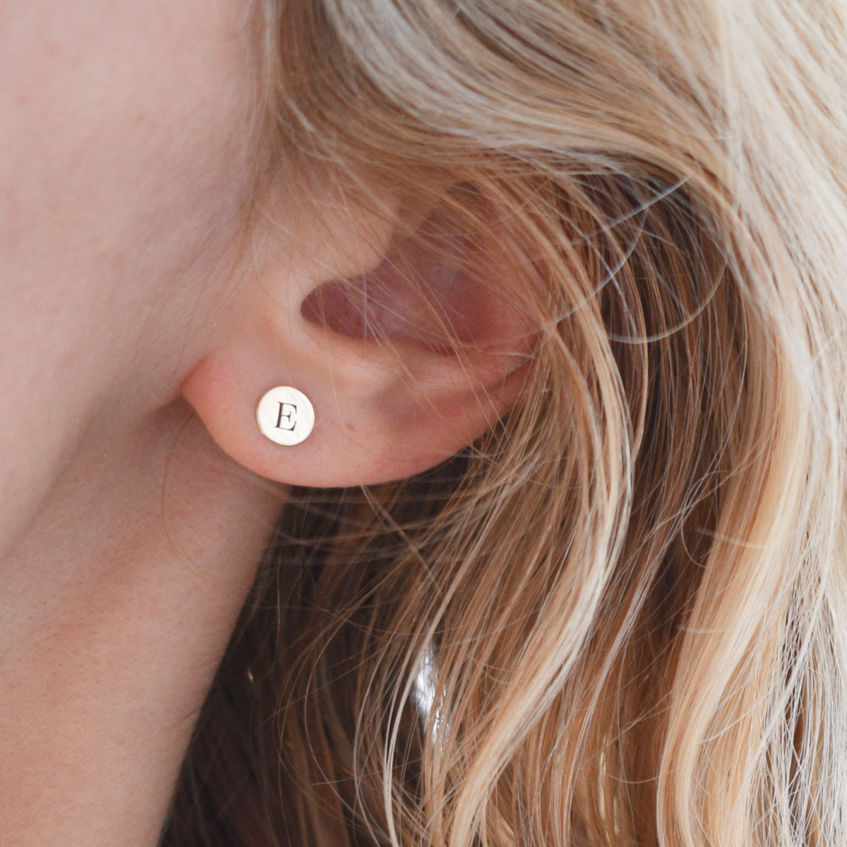 Letter Stud Earrings in Sterling Silver