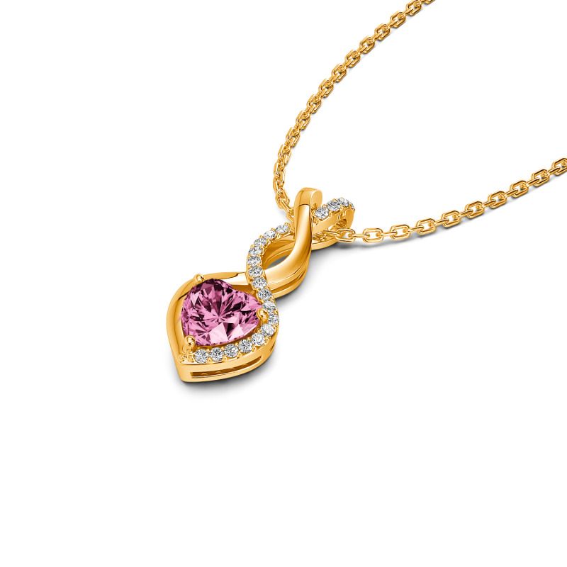 Twist Heart Cut Birthstone Necklace In Sterling Silver