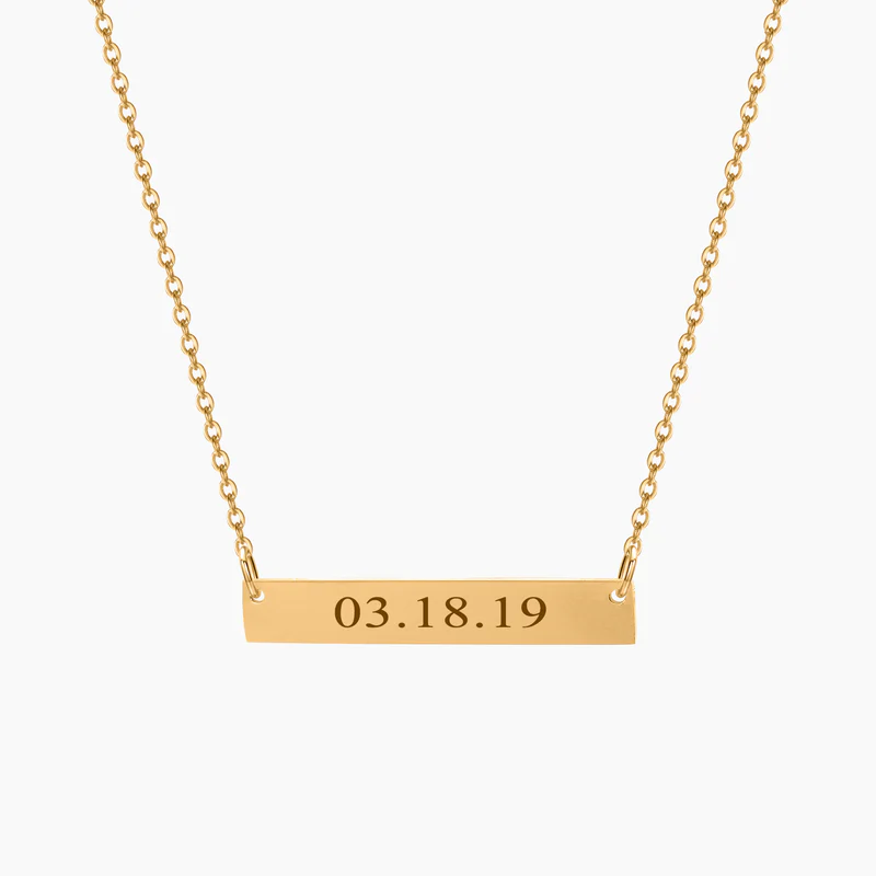 Personalized Classic Engraved Bar Necklace In Gold Vermeil