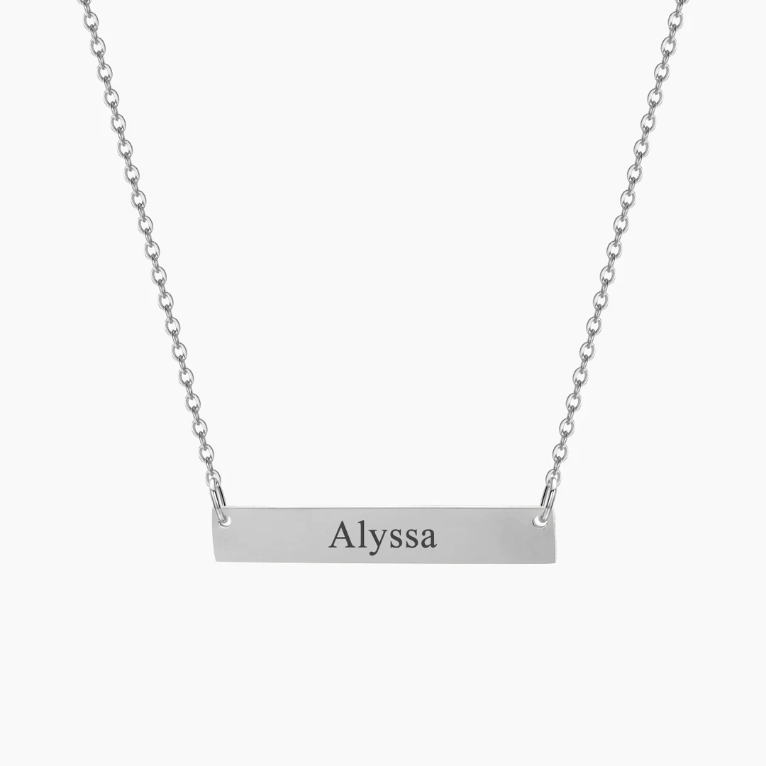 Personalized Classic Engraved Bar Necklace In Sterling Silver