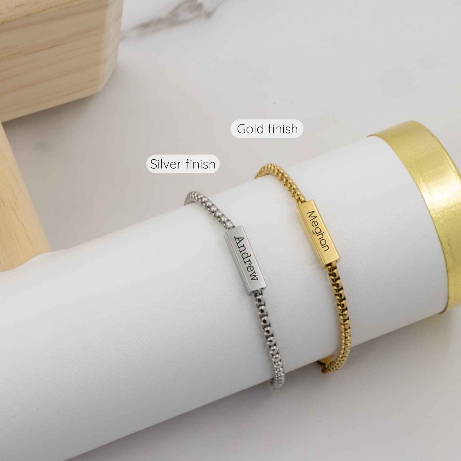 Mens bracelet with custom name in Sterling Silver