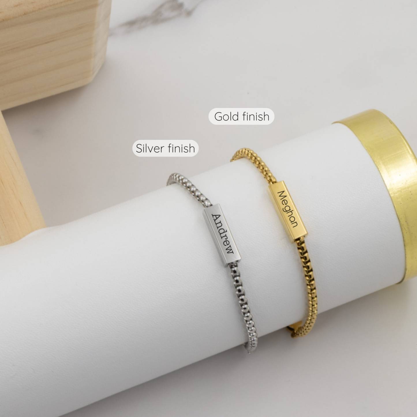 Mens bracelet with custom name in Sterling Silver
