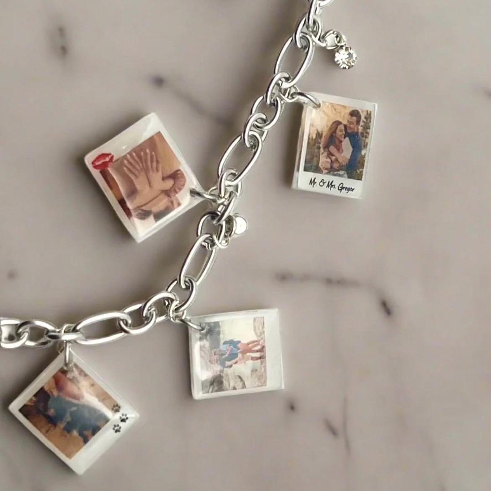 Customizable Mini Photo Charm Bracelet in Sterling Silver