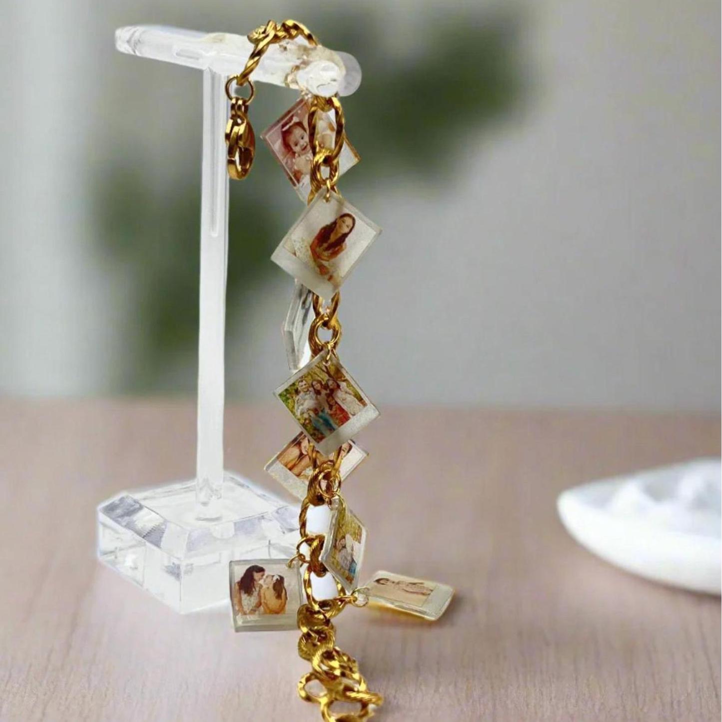 Customizable Mini Photo Charm Bracelet in Sterling Silver