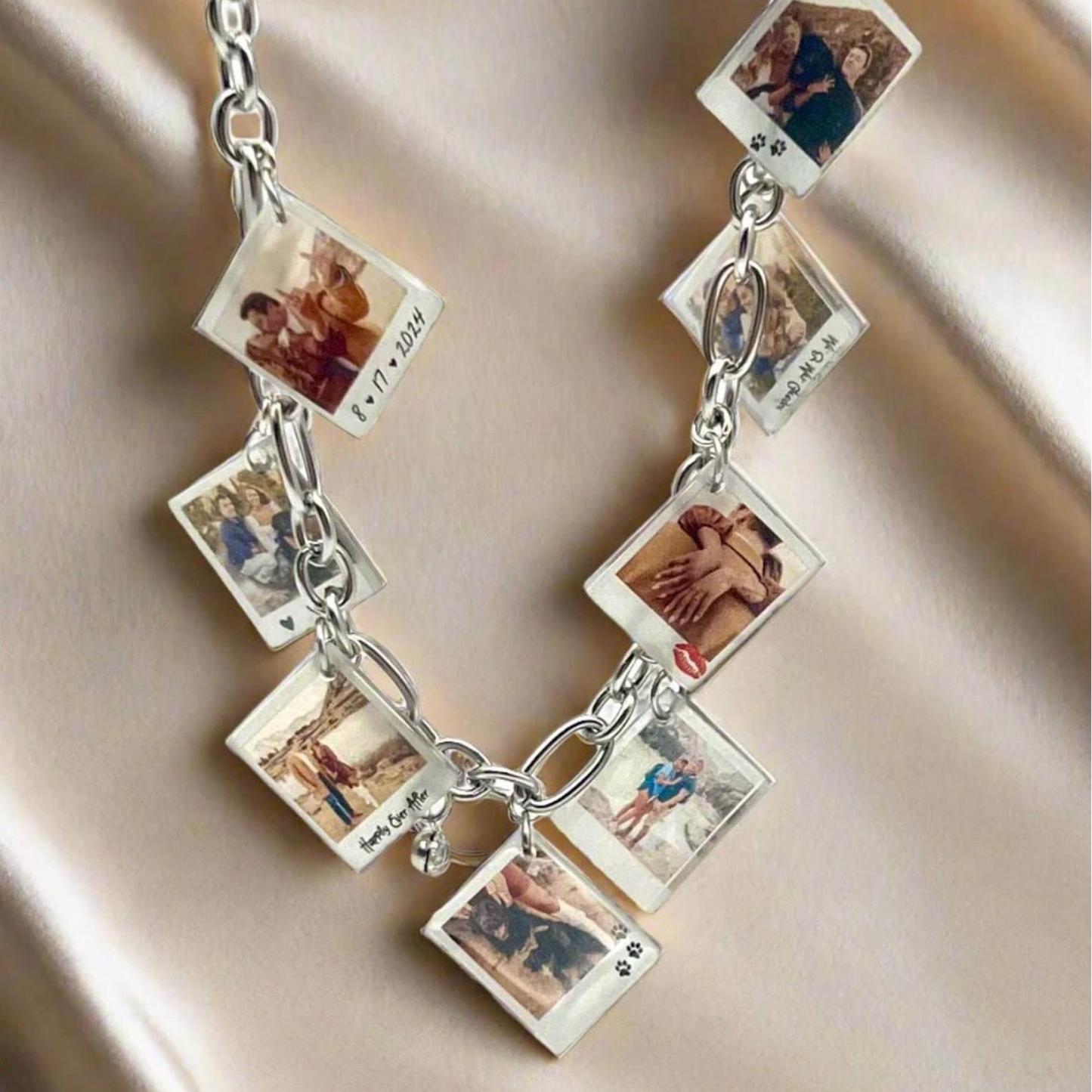 Customizable Mini Photo Charm Bracelet in Sterling Silver