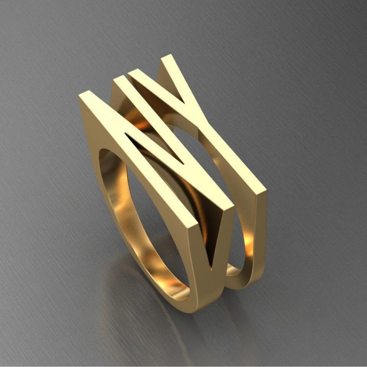 Modern Custom Ring in Sterling Silver