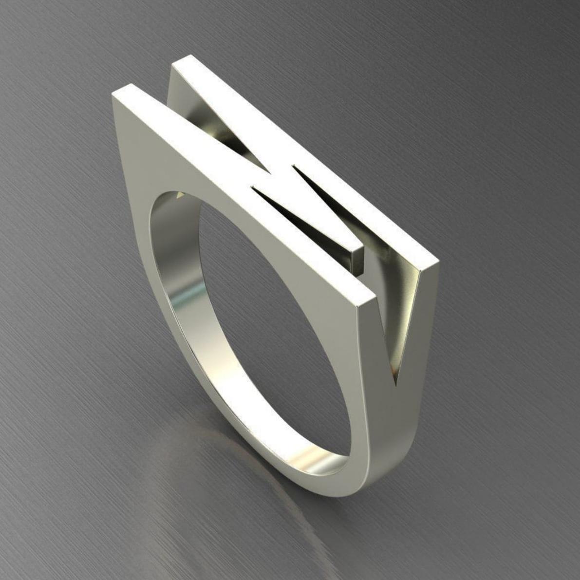 Modern Custom Ring in Sterling Silver