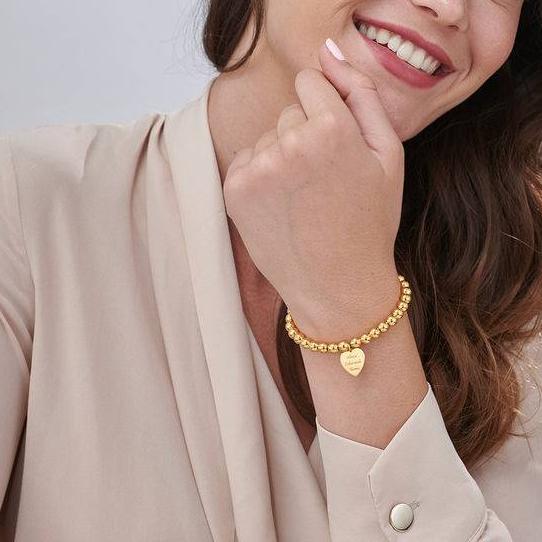 Mom Heart Tag Bracelet in Gold Vermeil