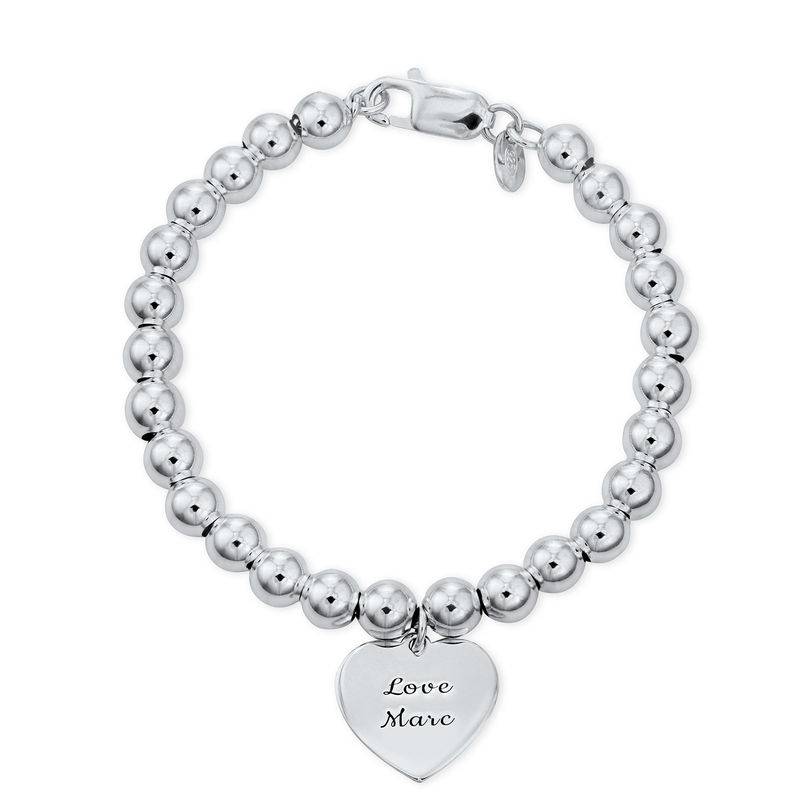 Mom Heart Tag Bracelet in Sterling Silver