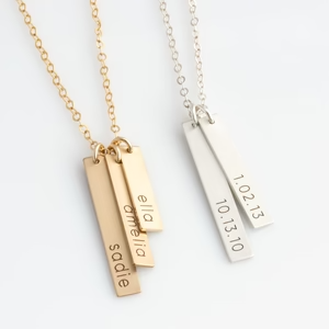 Personalized Name Double Bar Necklace In Sterling Silver
