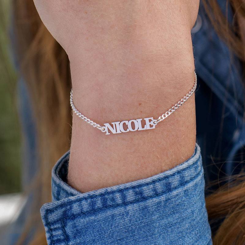 Name Bracelet with Capital Letters in Sterling Silver