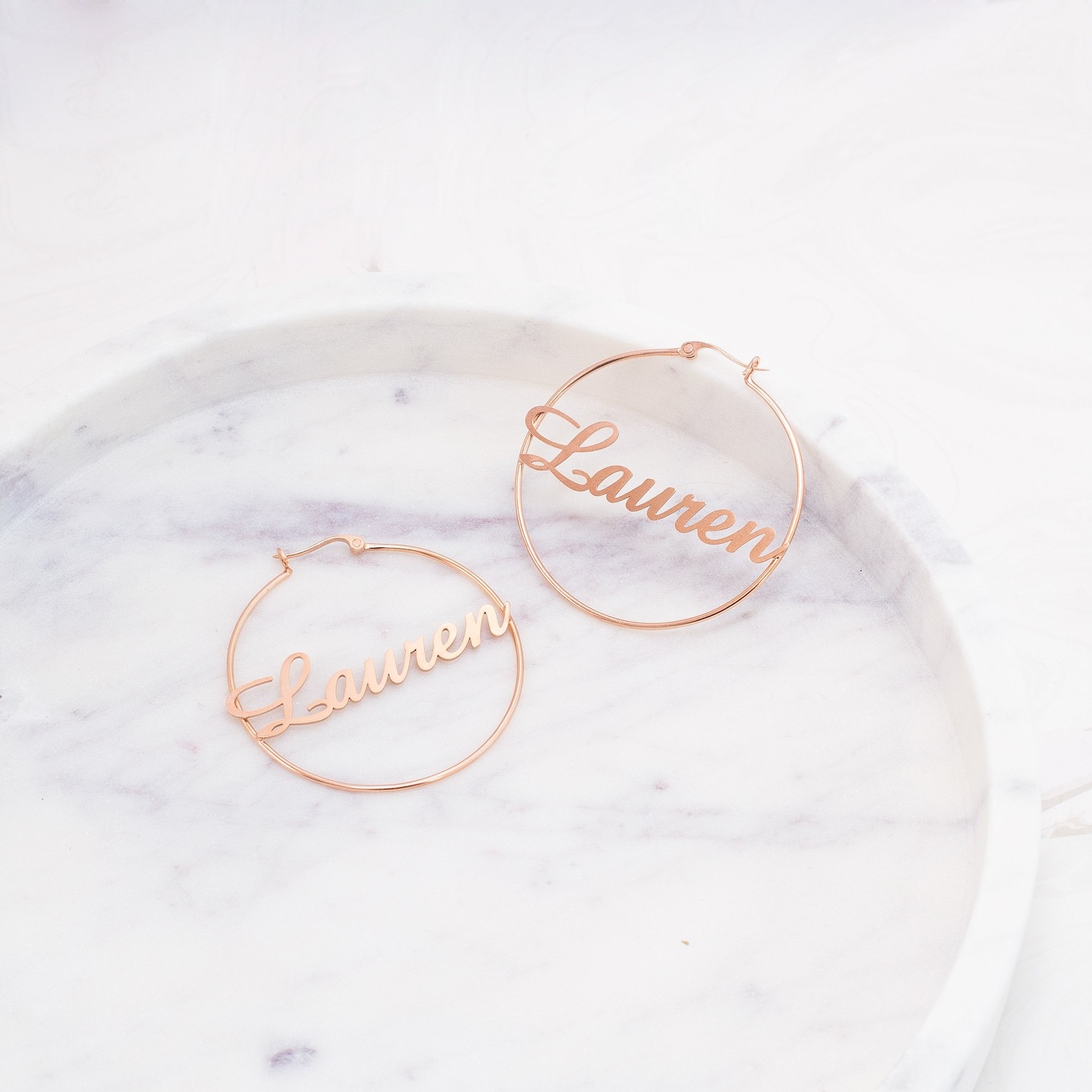Name Hoop Earrings in Sterling Silver