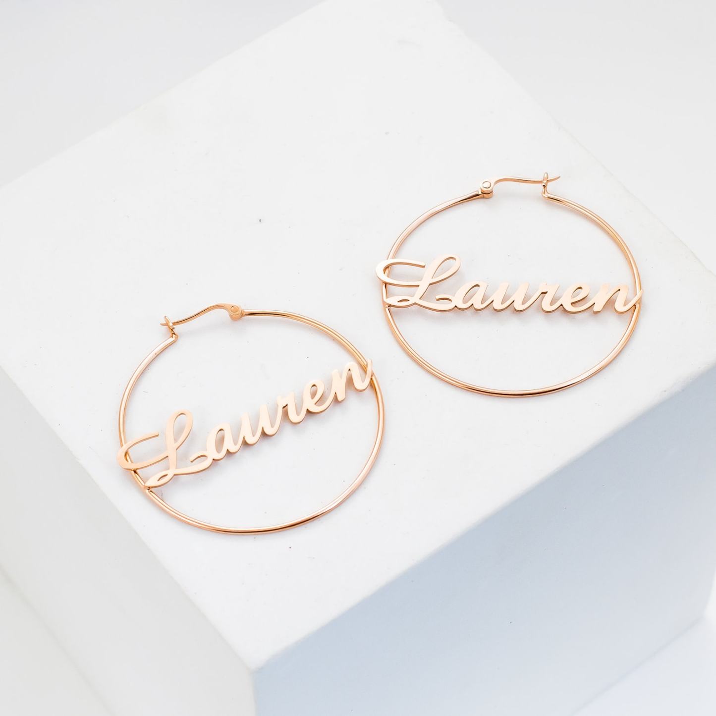 Name Hoop Earrings in Sterling Silver