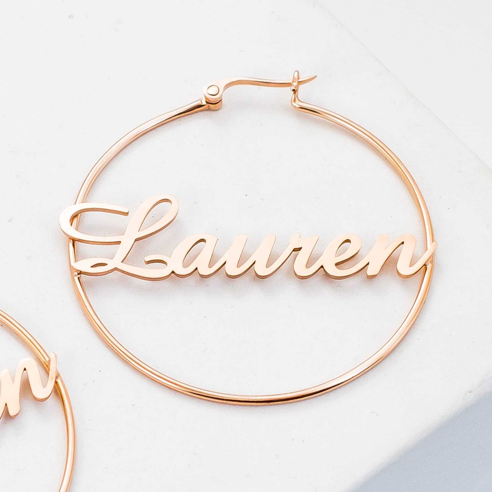 Name Hoop Earrings in Sterling Silver