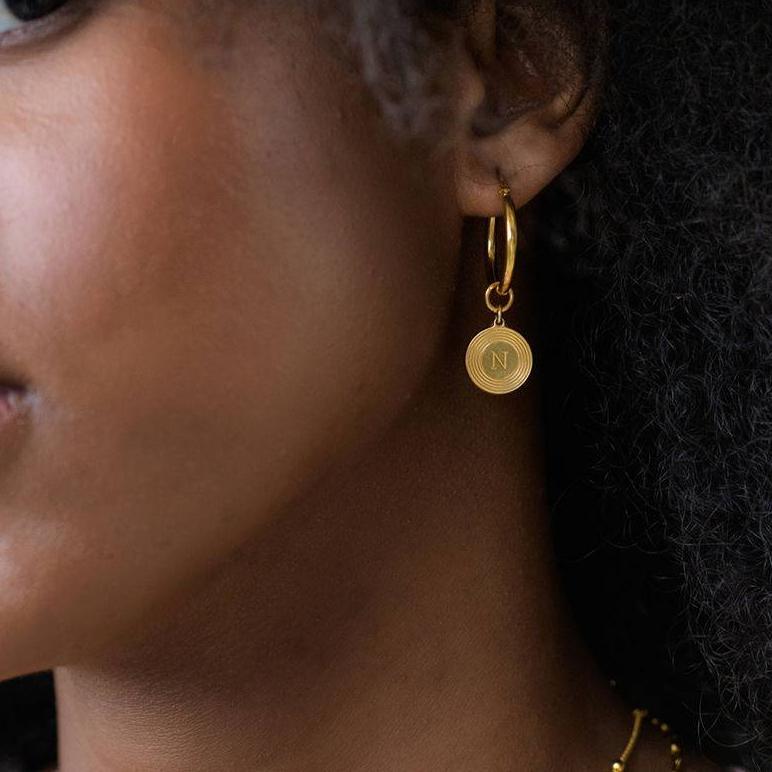 Odeion Initial Earrings in Gold Vermeil