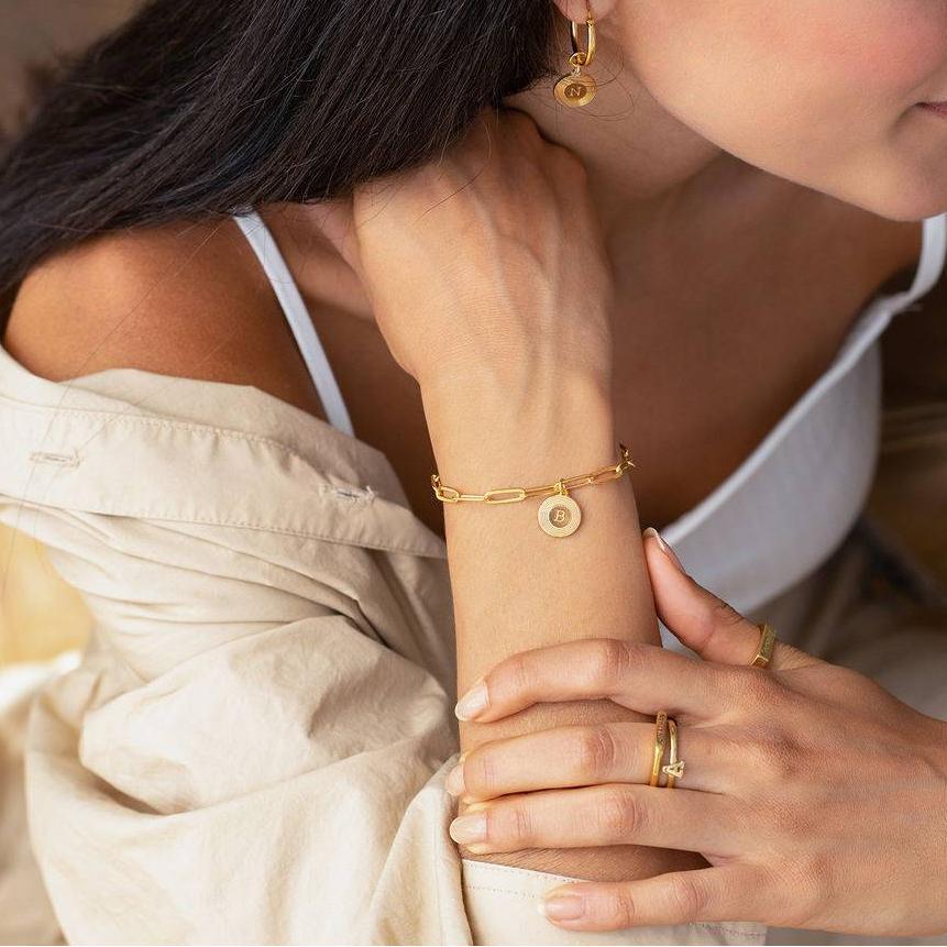 Custom Initial Link Bracelet in Gold Vermeil