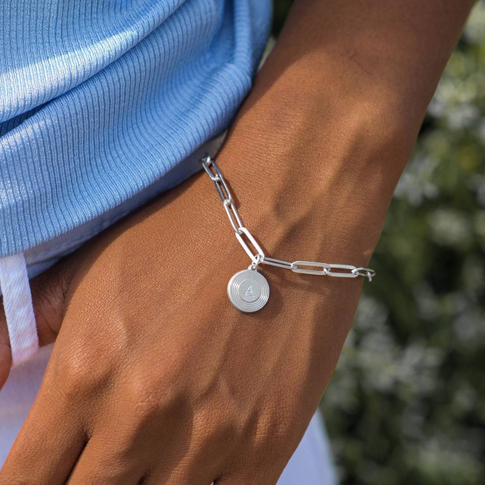 Custom Initial Link Bracelet in Sterling Silver