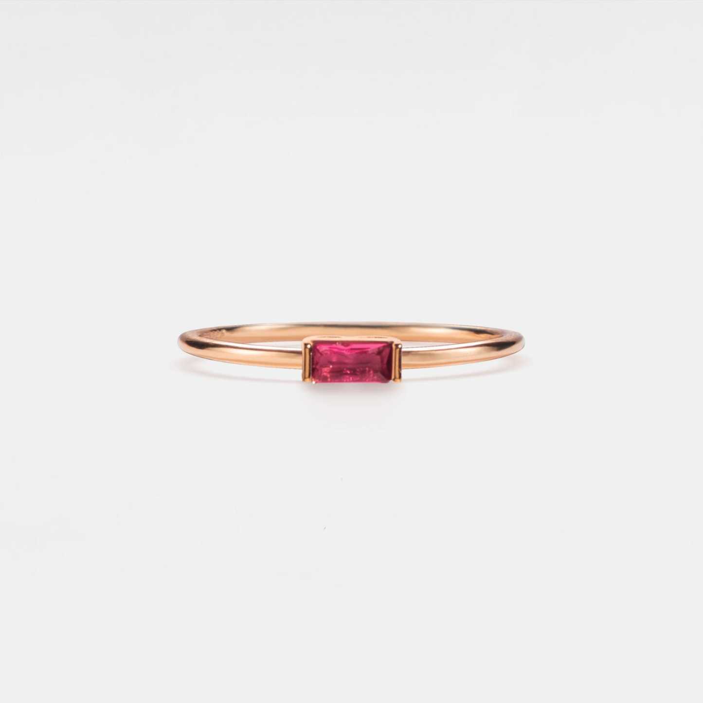 PERIMADE Baguette Cut Birthstone Ring in Sterling Silver