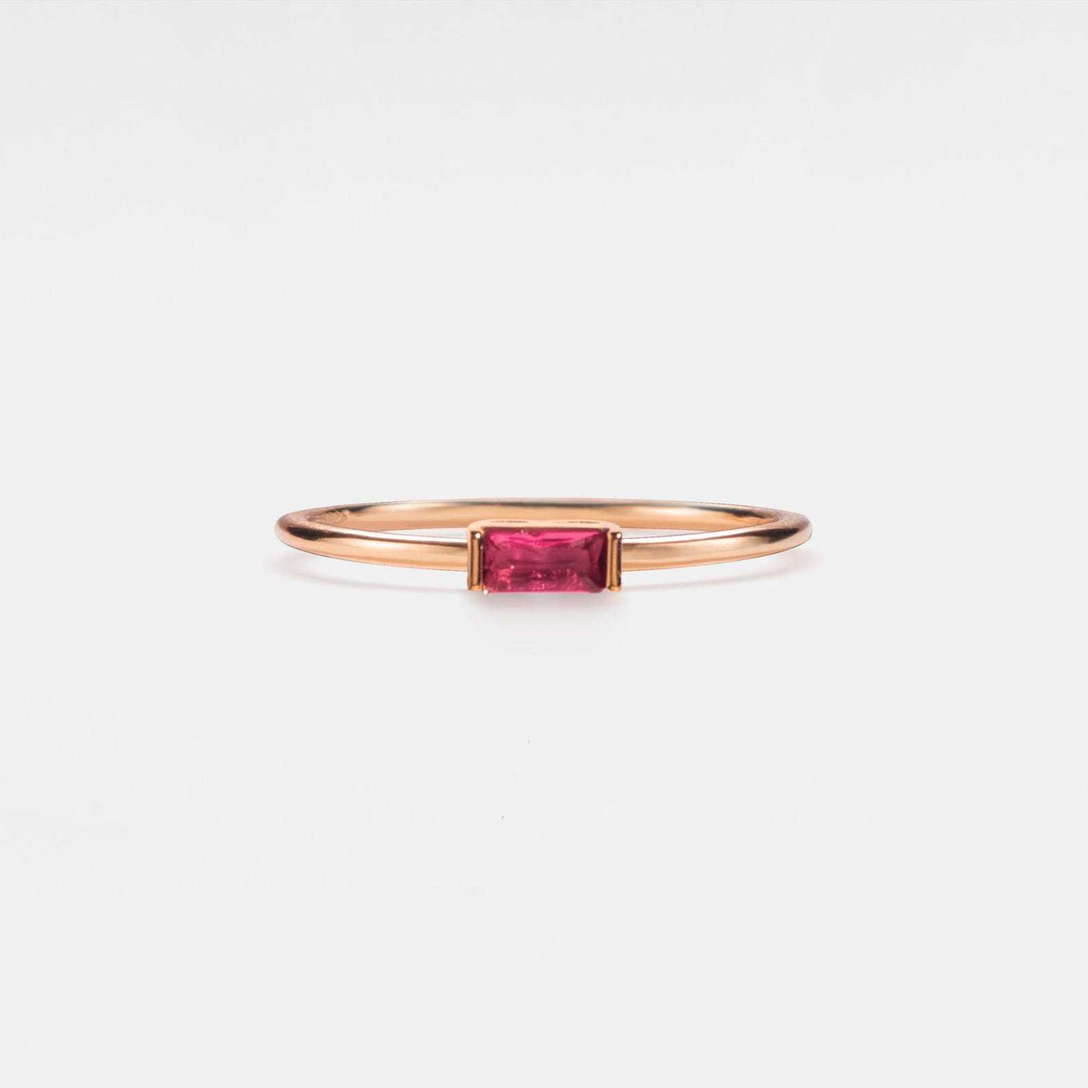 PERIMADE Baguette Cut Birthstone Ring in Sterling Silver